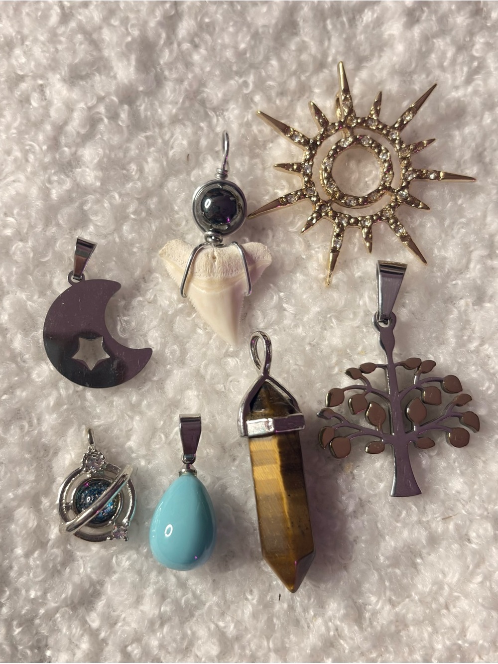 Assorted Women’s Pendant Necklace Charms - Turquoise, Gold, Silver, Brown